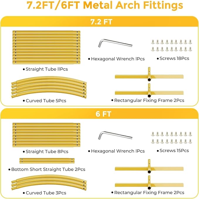 Metal Arch Backdrop Stand, 7.2FT+6FT Wedding Arch Frame - Image 6