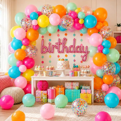 HILAVO Rainbow Balloons 12 Inch 55 Pcs Multicolor Colorful Balloon Hot Pink - Image 6