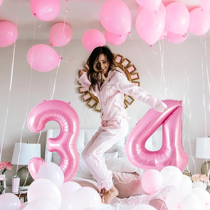 Pink Number 4 Balloon 40 Inch, Big Large Foil Helium Number Balloons, Jumbo - Image 5