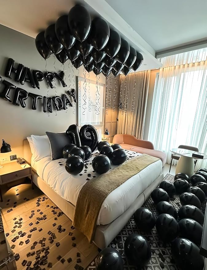 Black Balloons 50 Pcs 12 Inch Black Latex Balloons, Photo Backdrop | Black - Image 3