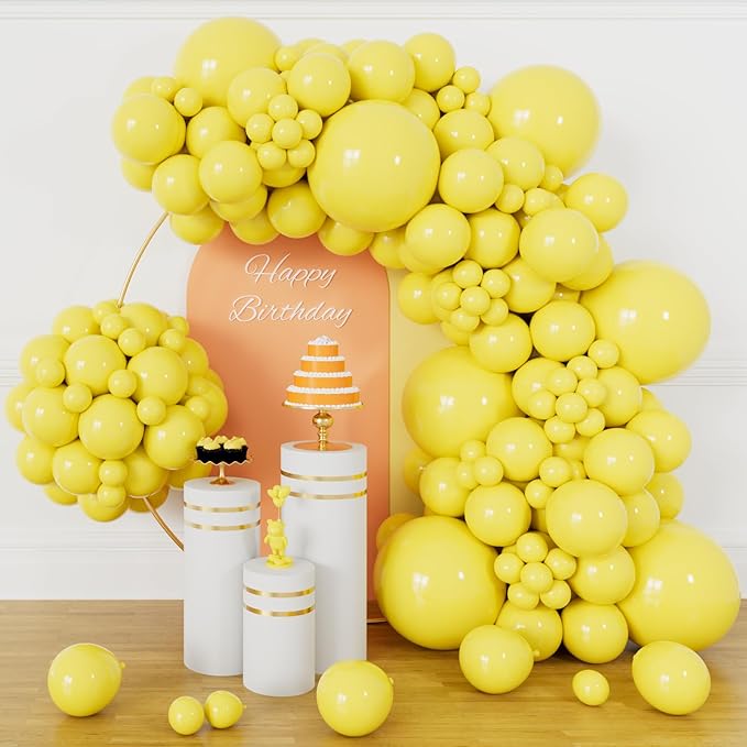 134Pcs Yellow Balloons Different Sizes 5 10 12 18 Inch Yellow Balloon Garland by KUULBELAballoons