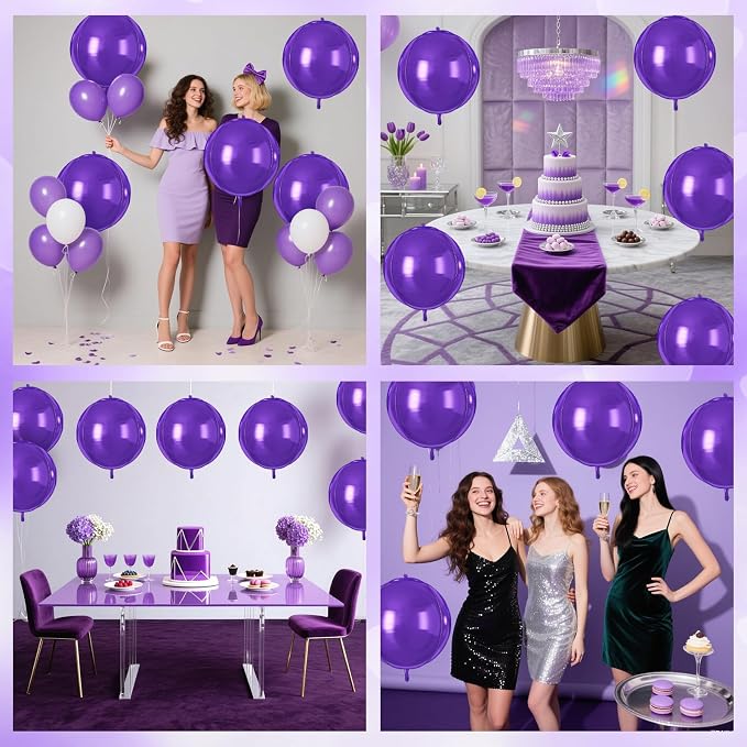 Purple Round Foil Balloons 9 pcs - Image 6