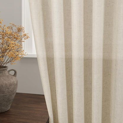 Beige Linen Curtains 63 inches Long - Image 2