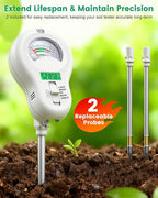 6-in-1 Soil Tester with 3 Probes - Soil Moisture, pH, Fertility, Temperature, Light & Air Humidity Meter, Soil Test Kit for Garden, Lawn, Indoor and Outdoor Plants