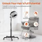 1875W Ionic Standing Hair Dryer, Professional Salon Bonnet Dryer on Wheels, Adjustable Hood & Height, 3 Heat Settings, Quick Shut-Off Rolling Hair Steamer Machine for Deep Conditioning & Styling, Gray