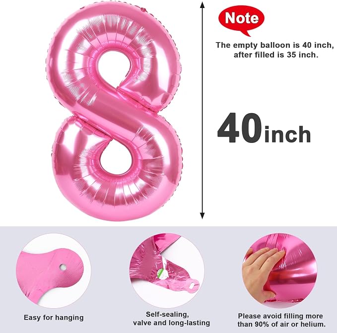 8 Balloon Number 40 Inch Pink Balloons - Image 5