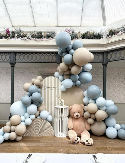 Dusty Blue and Gold Balloons, Baby Blue White Champagne Gold Balloon | 50 Pcs - Image 3
