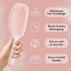 Lily England Detangling & Styling Brush - Pain-Free Brush for Curly Wet & Dry Hair With Flexible Bristles - Easy to Hold Rose Gold Brush for Women's 3c to 4c Curls