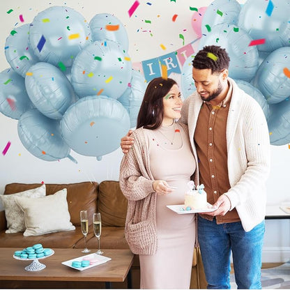 20PCS Round Shaped Foil Balloons, 18 Inch Round Foil Balloon, Retro Blue Round - Image 5