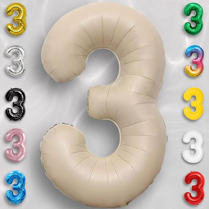 Caramel Number Balloon 3 Mylar Foil Balloons 40 inch - Image 2