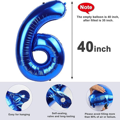 Number Balloons Navy Blue Number 6 - Image 5