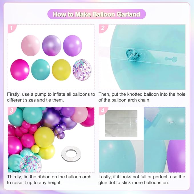 Purple Blue Pink Balloon Garland Arch Kit - Image 5