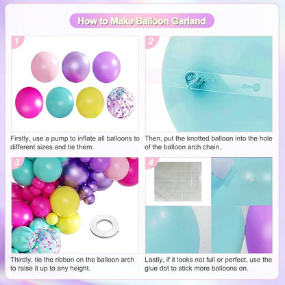 Purple Blue Pink Balloon Garland Arch Kit - Image 5