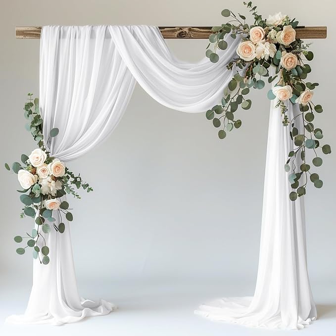 White Wedding Arch Draping Fabric Backdrop Drapes Sheer 28.7"x 20FT | Sheer by Wokceer