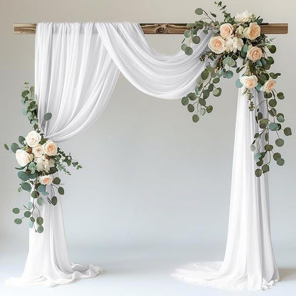 White Wedding Arch Draping Fabric Backdrop Drapes Sheer 28.7"x 20FT | Sheer by Wokceer