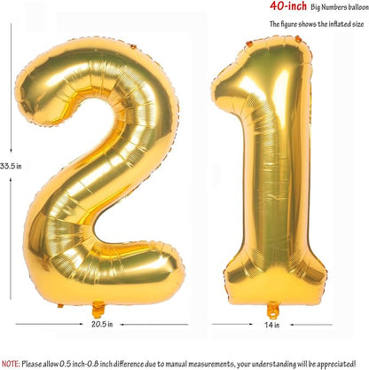 40 Inch gold Number Balloons 21 Helium Foil Mylar Balloon | Birthday Party - Image 2