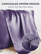 Mulberry Silk Pillowcase for Hair and Skin, SGMSILK 22 Momme Natural Silk Pillow Cases with Zipper, 6A Soft and Smooth Single Sided Pure Silk Pillow Cover (Dark Purple, Standard 20"x26")