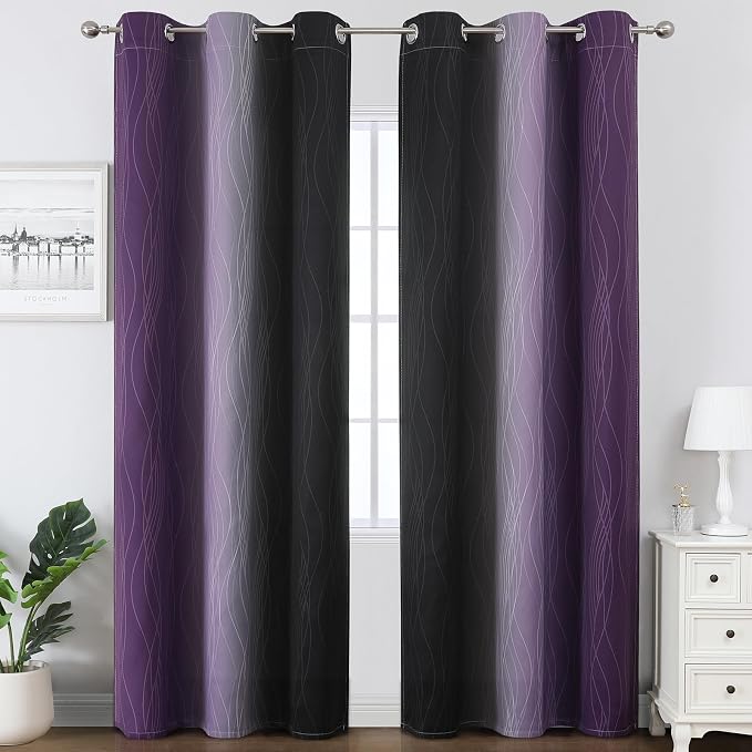 Purple and Black Blackout Curtains - Image 2