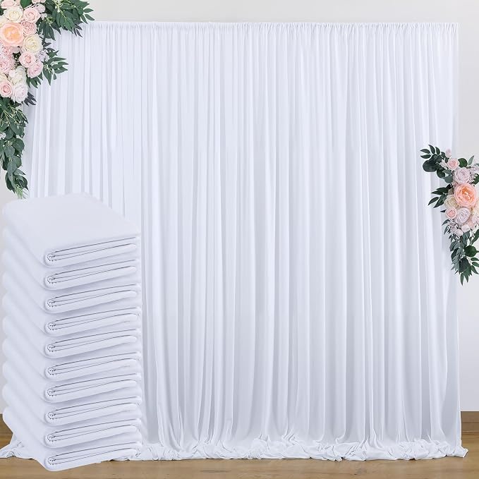 50 ft x 10 ft Wrinkle Free White Backdrop Curtain by Outpain