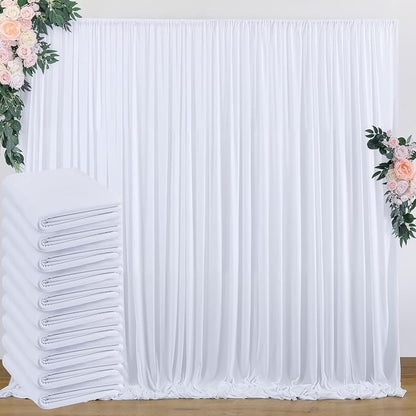 50 ft x 10 ft Wrinkle Free White Backdrop Curtain by Outpain