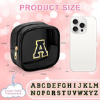 YOOLIFE Initial Makeup Bag Travel Toiletry Bag, Clear Makeup Bag Car Accessories For Women Clear Makeup Bags With Zipper Girlfriend Teacher 13 Year Old Girl Gifts Daughter Girl Gifts Mini Black L