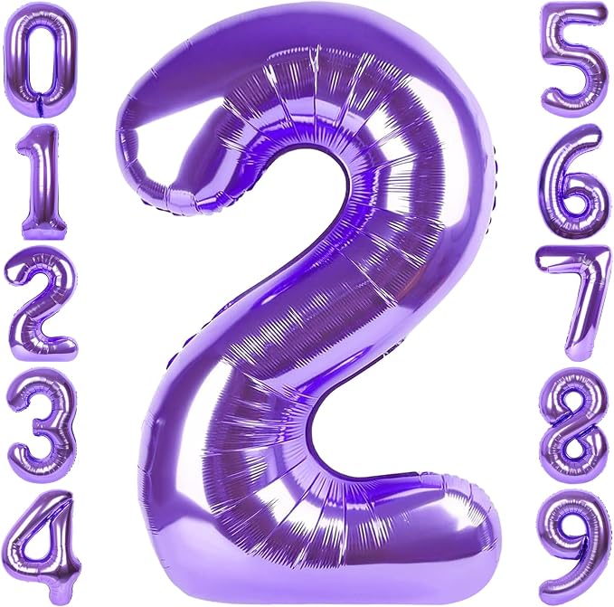 RainbowQ Purple 2 Balloon Number 40 Inch 0-40 Foil Large Balloons | Big Mylar 2 by RainbowQParty