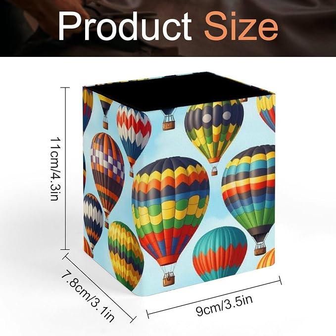 Pencil Pen Holder Hot Air Balloon Sky Cartoon Leather Pen Container Desk - Image 2
