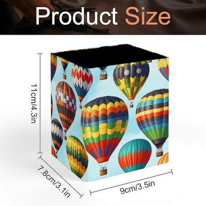 Pencil Pen Holder Hot Air Balloon Sky Cartoon Leather Pen Container Desk - Image 2