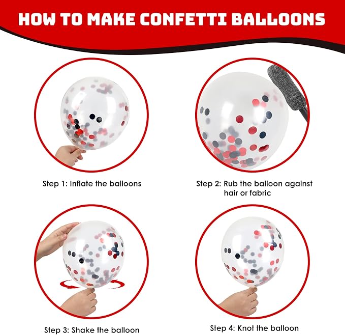 RUBFAC Red and Black Balloons Graduation Decorations Kit, Party Balloons - Image 4