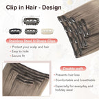 XDhair Hair Extensions Clip in Human Hair 100g 14 Inch Ash Brown to Platinum Blonde Human Hair Clip in Extensions Double Weft 6pcs for Women(14, #8T60)