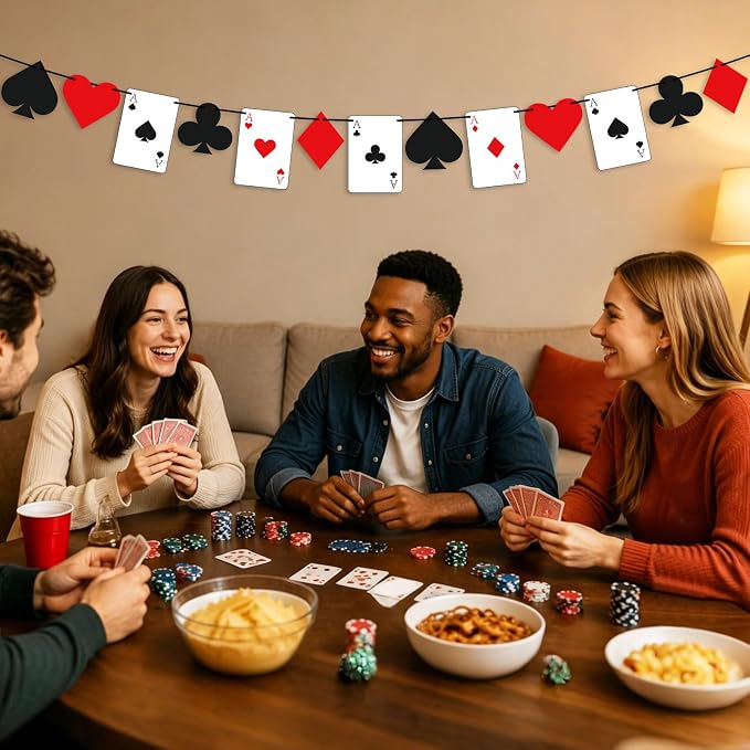 Hooqict Poker Party Banner Casino Theme Party Decorations Banner Garland Sign - Image 3