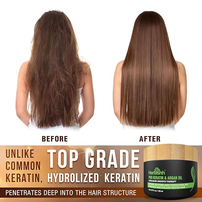 Combo Pack - Herbishh Hair Color Shampoo for Gray Hair + Argan Intense Hair Mask - Hair Dye Colors in Minutes - Long-lasting - 500 Ml - Stimulates Dry, Frizzy Hair (Wine Red)