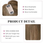 VERNA Hair Toppers for Women Real Human Hair 360°3D Cover Bangs Hair Clip,100% Real Human Hair Light Brown Clip in Bangs,Hair pieces for Daily Wear(5.5 * 9)