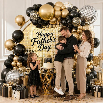 Black and Gold Balloons Garland Arch Kit, 18 12 10 5 Inch Black Metallic Gold - Image 7