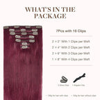 GOO GOO Clip in Hair Extensions Real Human Hair, Remy Human Hair Extensions Clip ins for Women, Natural Human Hair, 18inch 120g 7Pcs, 530 Burgundy