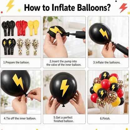 Paready Red Yellow Black Balloons, 12Inch Yellow Printed Latex Balloon Red - Image 7