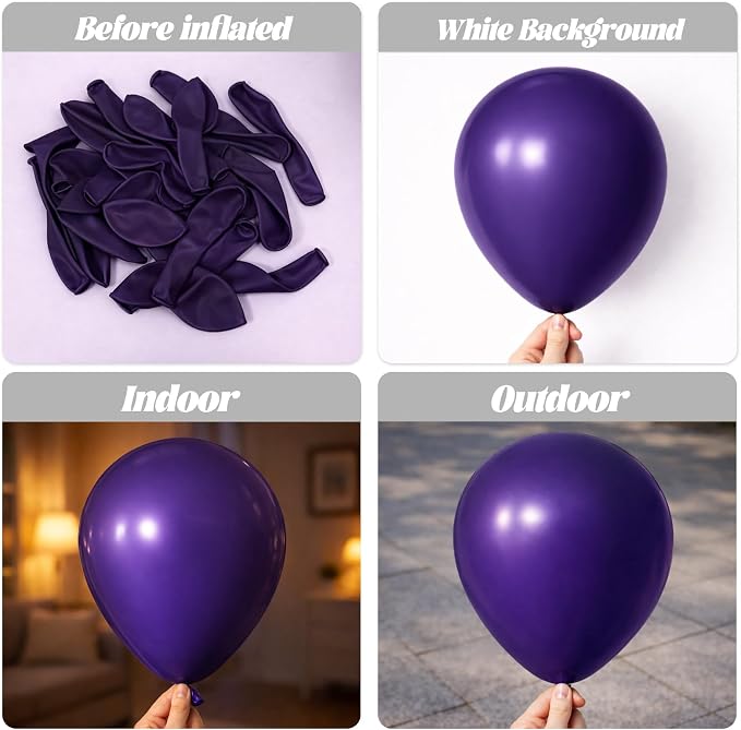 Voircoloria 105pcs Dark Purple Party Latex Balloons, 12inch | - Image 3