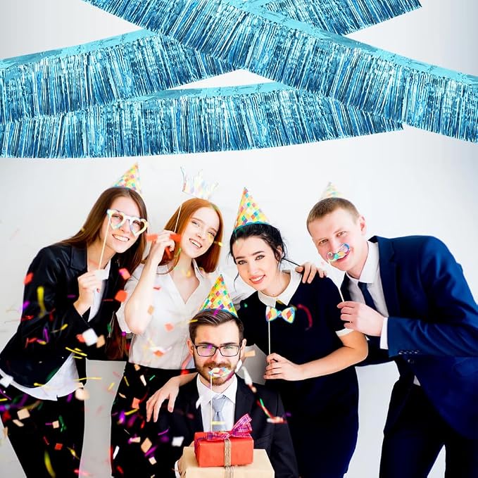 BEISHIDA Light Blue Fringe Garland Banner 30ft Wall Tinsel Foil Streamers | - Image 5