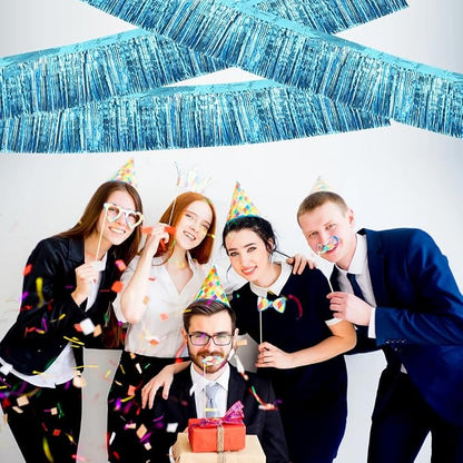 BEISHIDA Light Blue Fringe Garland Banner 30ft Wall Tinsel Foil Streamers | - Image 5