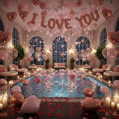 Valentines Day Balloons Garland Arch Kit, Rose Gold Pink Heart I love You - Image 7