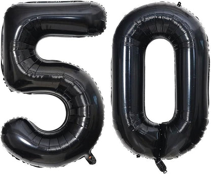 40 Inch Black 50 Number Balloons Giant Jumbo Huge 50 Foil Mylar Helium Number by LHOAVWE
