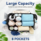 YASONIC Mesh Shower Caddy Portable for Dorm College Room Essentials, 8-Pocket Large Shower Bag with Double Handles, Hanging Shower Basket for Beach, Swimming, Bathroom, Beach, Camp, Gym, Black