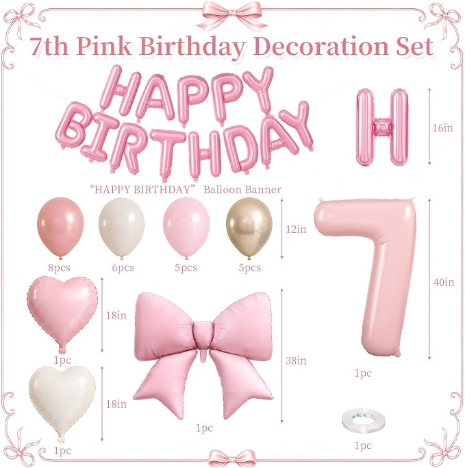 Dusty Pink Number 7 Balloon, 7th Birthday Decorations - Image 2