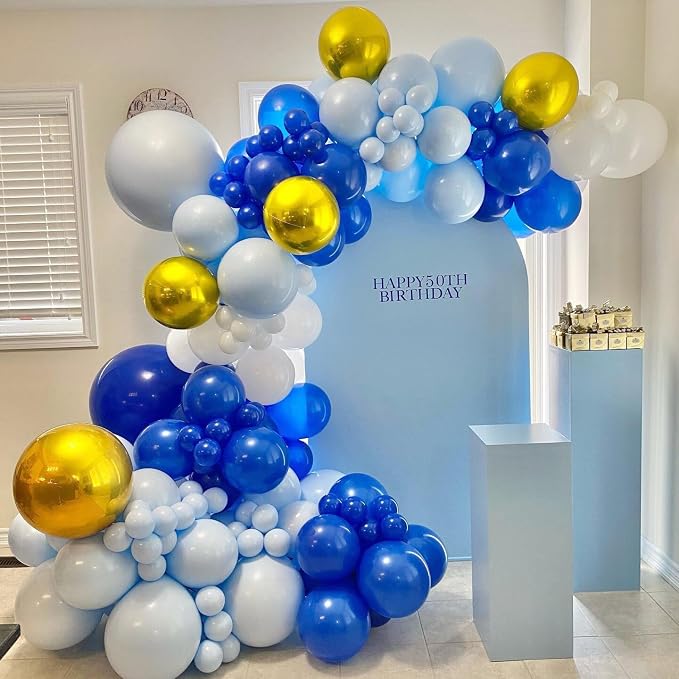 BAUANOOY Royal Blue Gold White balloons - Image 7