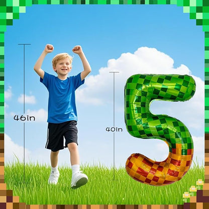 Pixel & TNT Theme 40in Giant Number Balloons - Image 4