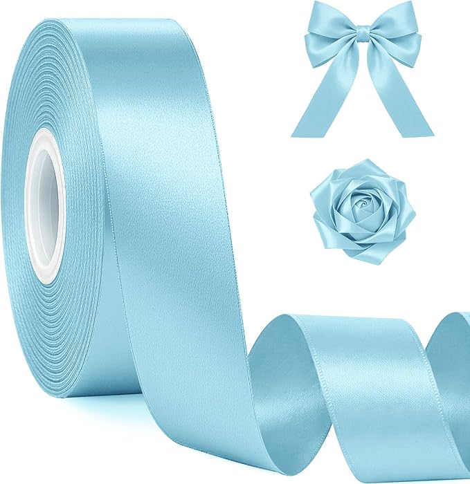 30Yards 1In Lake Blue Satin Ribbon by Fullive