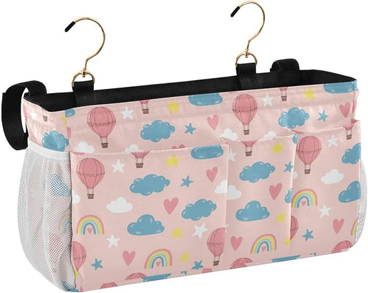 Hot Air Balloon Rainbow Pattern Bedside Caddy Storage Bag Bedside Organizer by KOPIRIT