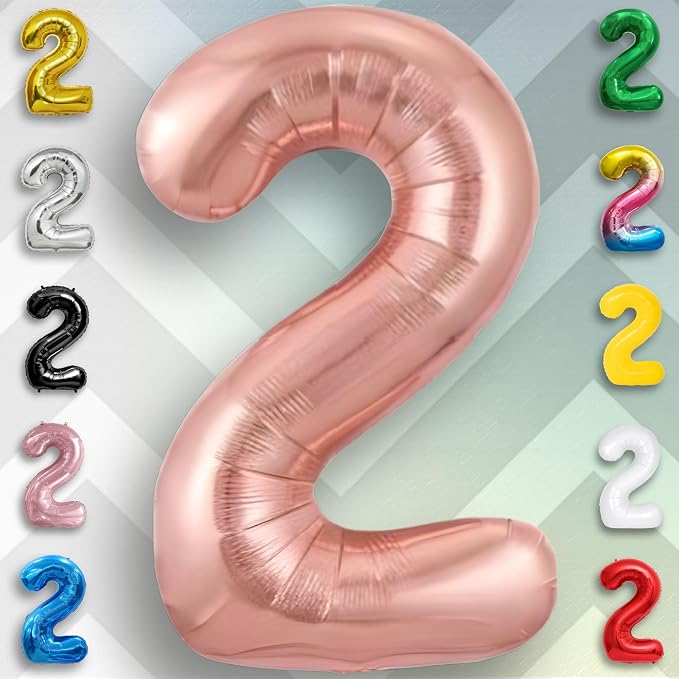 Rose Gold Number Balloon 2 Mylar Foil Balloons 40 inch - Image 6