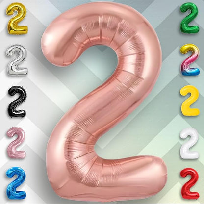 Rose Gold Number Balloon 2 Mylar Foil Macaron Balloons 16 inch - Image 6