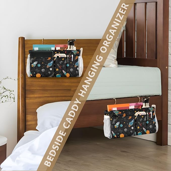 Bedside Caddy Metal Frame Hanging Organizer Bunk Bed Dorm Accessories Hook And - Image 7